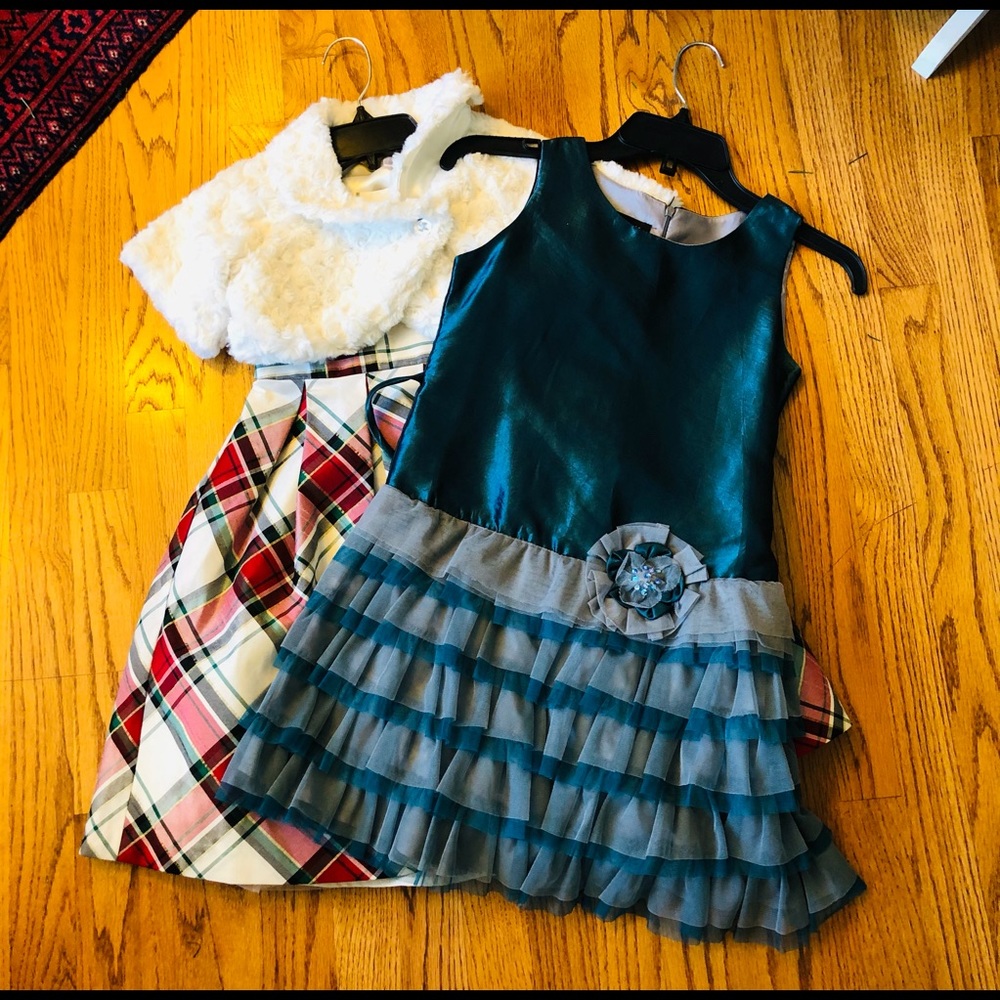 Girls Holiday Christmas Dress Bundle x 3 (sz 6+8)